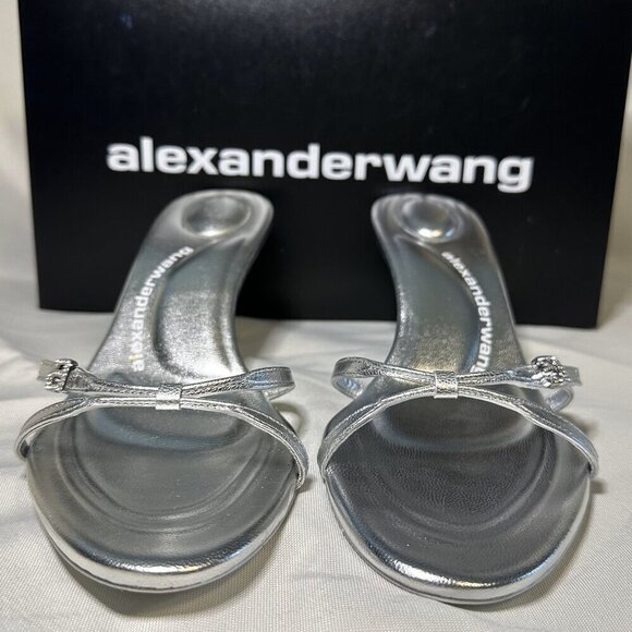 Alexander Wang Silver Lucienne 65 Strappy Slide 37.5 NWT - Picture 4 of 16